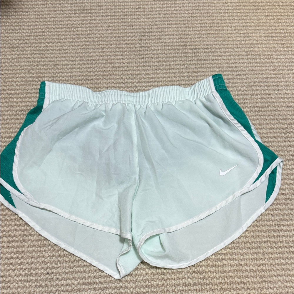 Nike Pale Mint Kids Athletic Shorts with Teal Side Panels